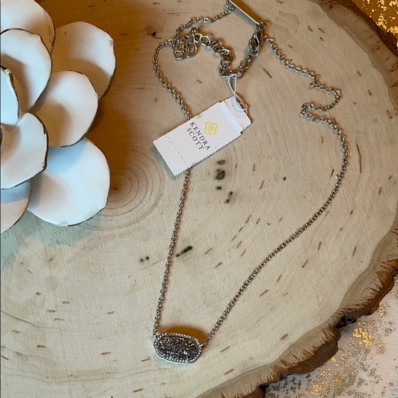 NWT KENDRA SCOTT SILVER ELISA DRUSY NECKLACE! - Picture 4 of 5